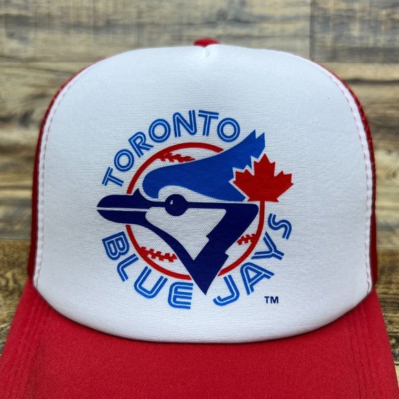 Toronto Blue Jays Mens Trucker Hat Red Snapback 1977 Vintage Logo Baseball Cap - Picture 3 of 8